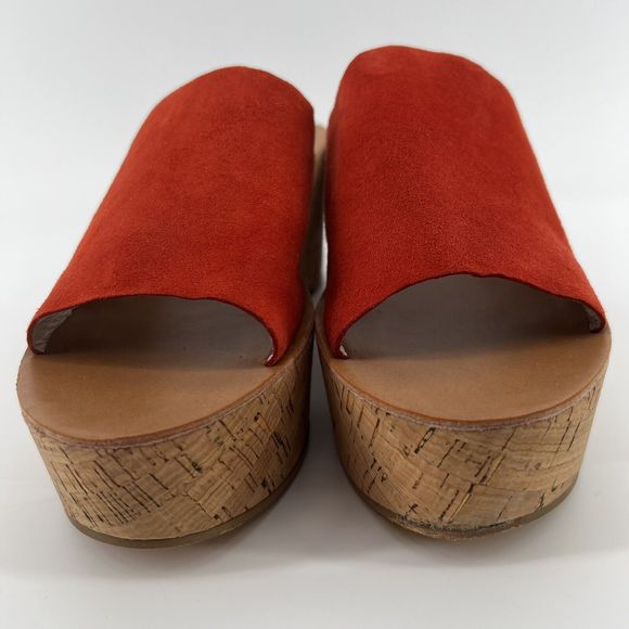 Caslon Terracotta Orange Suede Leather Cork Wedge Slide Sz 9 - Picture 5 of 13
